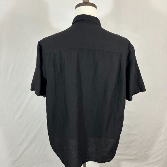 Havanera Shirt Mens XL Black Linen Rayon Short Sleeve Button Up Beachy - Picture 4 of 10